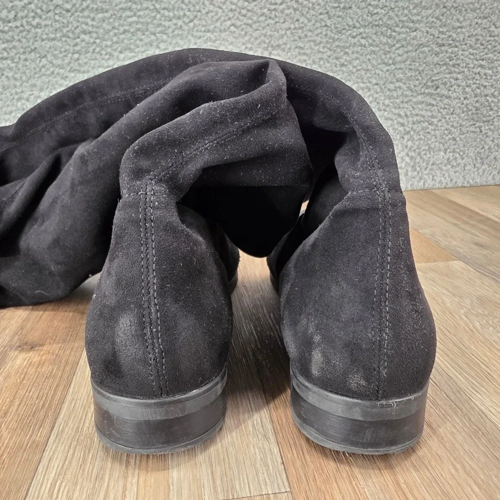 Andre Black Suede Over The Knee Flat Boots Drawstring Size 39‎ Womens